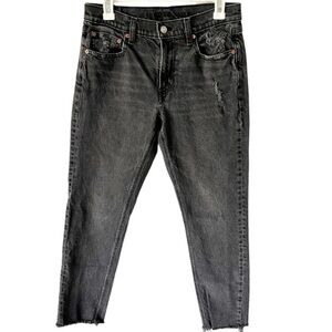 American Eagle Jeans Women's 6 '90s Skinny Distressed Gray Black